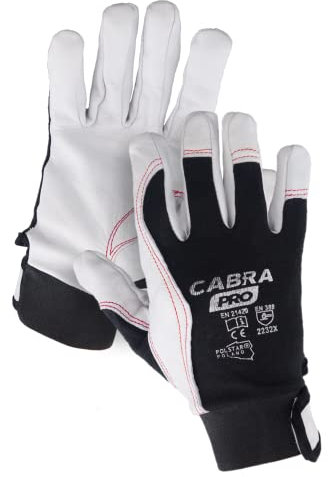 Cabra Pro - 1 Paar Arbeitshandschuhe aus vollnarbigen Ziegenleder - Schutzhandschuh mit Lederverstärkung - Arbeitshandschuh Damen und Herren - Werkstatt - Garten - Bau, Größe 9, 1 Paar