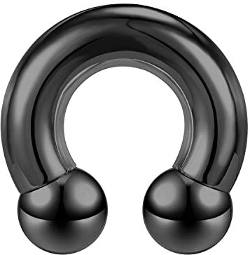 ZS Chirurgenstahl Hufeisen Circular Barbell Ringe, 00G 0G 2G 4G 6G 8G 12G 16G Dick PA Rings, CBR Nasenring Septum Ohr Piercing Körperschmuck (Schwarz,00G,19mm)