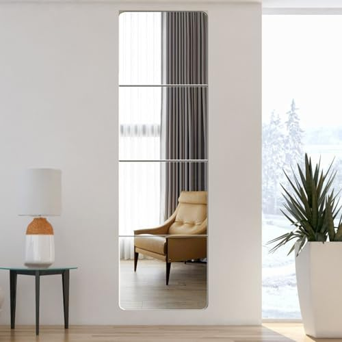 COUXILY 30,5 x 30,5 cm HD Autoadhesivo Espejo de Azulejos Sin Marco - Adhesivo de Pared DIY Cristal Decorativo Para Habitación Estética (03-1, 4 Piezas)