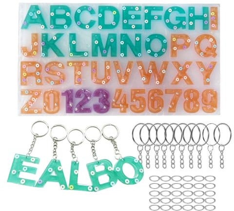 WYAHYQ Alphabet Epoxidharz Formen Silikon Buchstaben Silikonform Mit Loch Epoxidharz Set Anfänger Schlüsselanhänger