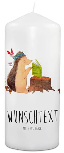 Mr. & Mrs. Panda Personalisierte Kerze Igel Federschmuck 19 x 8 cm - Geschenke, Abenteuer, Mit Namen, Für Geburtstag Wunschname, Camping, LED-Kerze, Trauerkerze, Indianer, Tiere, Kommunionkerze