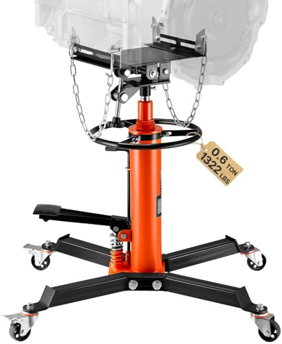VEVOR Transmission Jack, 1322 LBS Hydraulic Telescoping Transmission Jack, 32-67 High Lift Transmission Jack Stand with Foot Pedal, 360° Swivel Wheel