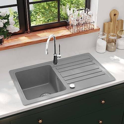 Plumbing-Granite - Fregadero de cocina con escurridor reversible, color gris
