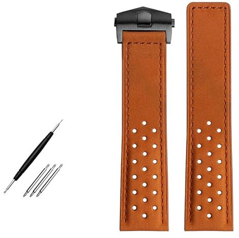 HKIDKK Uhrenarmband 22mm Echtes leder armband uhrenband Für TAG HEUER MONACO Serie herren armbanduhren band falten schnalle Nubuk uhrenbänder, 22 mm, Achat