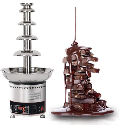 Machine à fontaine à chocolat de grande capacité, cascade à fondue au chocolat commerciale à 4/5/6/7 niveaux avec contrôle de la température, chauffe-sauce pour restaurant de fête (5 niveaux)