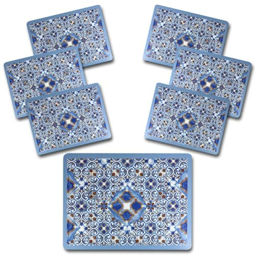 ARCA, Set di 6 Tovagliette Rettangolari in MDF, per 6 Persone, con Base in Sughero, Ideali per la Tavola, Resistenti e Durature, Decorazione Forte dei Marmi, 30x40 cm