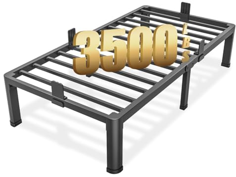 FUIOBYVV Twin XL Bettrahmen mit runden Eckkantenbeinen, 35,6 cm hoch, 1587,6 kg, robustes Metallbettrahmen, Doppelbettgröße, kein Boxspringbett erforderlich, rutschfest, Stahllattenstütze,