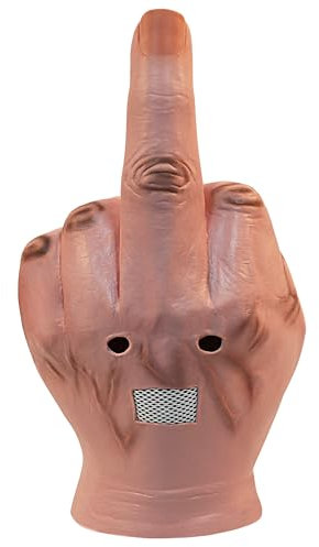 shayulajiao Mittelfinger Maske für Karneval & Halloween | Latex-Vollkopfmaske mit realistischer Hand-Attrappe | Originelle Scherzgeschenk für Fasching & Mottopartys (Einheitsgröße)