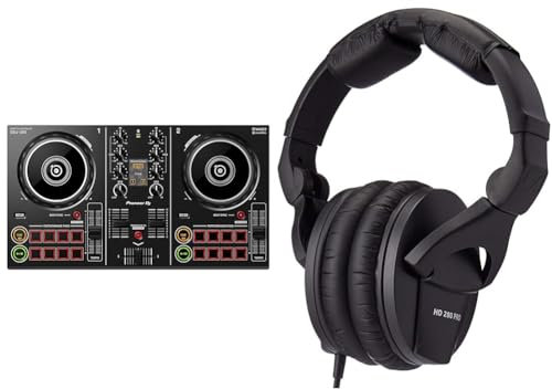 Pioneer DJ DDJ-200 Smart DJ Controller, Black & Sennheiser HD 280 PRO Closed-Back Over-Ear DJ & Monitoring Headphones