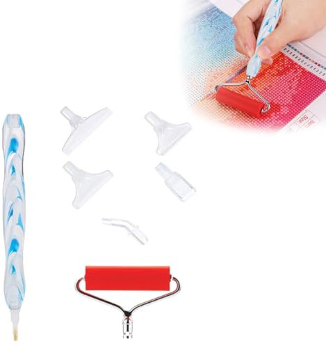 Stylo diamant livré avec 6 forets diamantés, Broderie diamant accessoires,Diamont.painting,Crayon diamond painting,Pour adultes enfants débutants peinture au diamant broderie et nail art