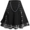 ROSE GAL Damen-Rock, Übergröße, Mini-Rock, A-Linie, Gothic-Rock, lässig, einfarbig, Kettendetail, hohe Taille, kurze Nähte, kariert, plissiert, Schwarz, 2X