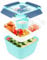 Farerkass Fiambrera Infantil,1100MI Lunch Box, Bento Box con 3 Compartimentos y Cubiertos, Lunchbox para Adultos Niños, Lonchera para Escuela, Picnic, Oficina (Azul)