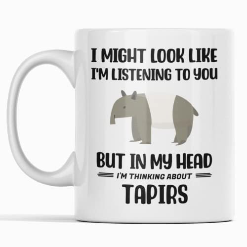 Kaffeebecher Tapir, Es Sieht Vielleicht So Aus, Als Würde Ich Dir Zuhören, Aber In Meinem Kopf Denke Ich An Tapire Tasse Premium Kaffeetasse Retro Bürotasse Für Familie Mit Henkel Geschenk 330ML