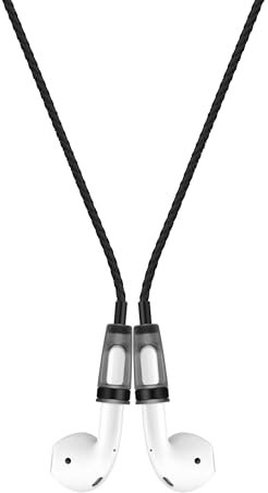 Lawonda Halteband Kompatibel mit AirPods 1/2/ 3, AirPods Pro, Pro 2, PU-Leder Anti-Verlust-Umhängeband für AirPods Strap Halter Band AirPods Halterung Magnetisch Sport-Saiten-Umhängeband Schwarz