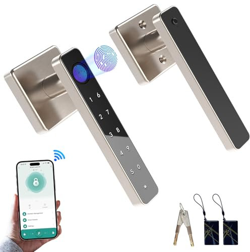 Smart Door Lock, Electroplated Stainless Steel Fingerprint, 5-in-1 Electronic Fingerprint Keyboard Password Bluetooth Smart Lock for Home Bedroom Hotel Office Apartment