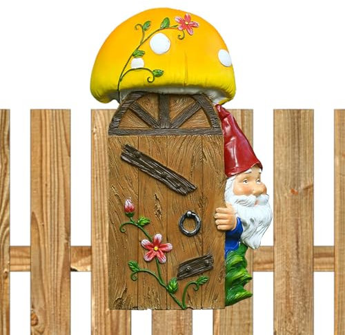 Statua di gnomo da giardino, in resina, decorazione per esterni, statua da giardino fatata, gnomo da giardino, gnomo fantasy, per esterni