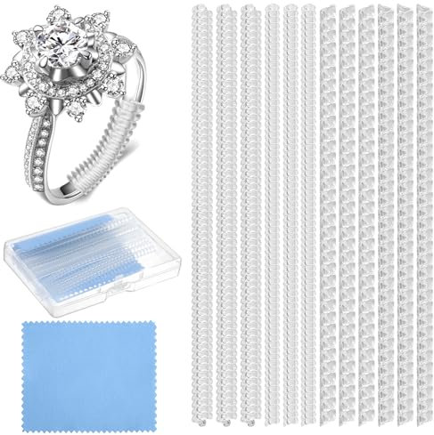 Sibba 12-Piece Silicone Spiral Ring Sizer Set - Invisible Guards, Stretcher Sizing Kit, Extender Clip Ring Spacer