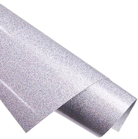 Glitter Heat Transfer Vinyl, 12 x 5ft Glitter HTV Vinyl Roll, Glitter Iron on Vinyl for Cameo and Heat Press (Glitter Silver, 12 x5ft)