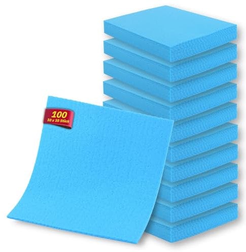Hypafol Schwammtücher, 10x10 Stück, blau I Spüllappen waschbar zur streifenfreien Reinigung I Als Putzlappen & Spültücher für Küche, Gastronomie & Hotellerie I Vielseitige & langlebige Wischlappen