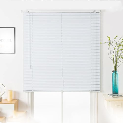 generisch Aluminium Jalousie Horizontal Jalousien Für Fenster 25mm Lamelle nach Maß Breite 30/40/45/60/75/90/100/105/120/135/145/160cm für Fenster Venezianische Jalousette(White)