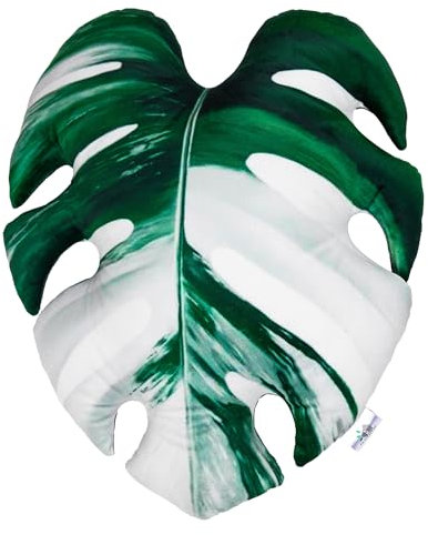 Outentin Blumenkissen, Sofakissen für Wohnzimmer & Kinderzimmer, Deko Sitzkissen mit Blumenform, Ästhetisches Blumenbodenkissen, Kuschelkissen für Mädchen, 40 x 40 cm (Monstera Variegata)