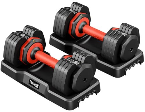 YOLEO Hanteln Set, 2x11kg/24.5kg Verstellbare Kurzhantel Ein Paar Einstellbare Platzsparende Hanteln, Kraftraining und Heimtraining Variable Gewichte platzsparend (Rot 11kg x2pcs)