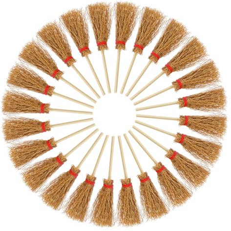 Vaguelly 50stücke Miniatur Besen Dekoration Für Mikrolandschaften Handgefertigte Mini Besen Für Halloween Und Garten Bunte Ornamente Für Kreative Projekte