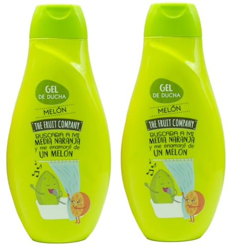 The Fruit Company Pack de 2 Geles de Ducha 600ml | Sandía, Melón, Moras o Fresa y Nata – Hidratante, Uso Diario, Sin Parabenos ni Sulfatos – Fragancia Duradera Vegano Todo Tipo de Piel (Melón)