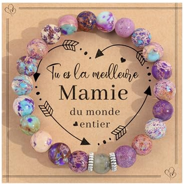 MANVEN Cadeau Maman Mamie Future Maman Original Anniversaire Fête des Meres | Noel Femme Bracelet Pierre Naturelle