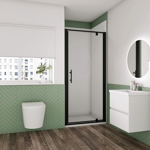 Shower Enclosure Pivot Shower Door 760x1850mm Matt Black Frame