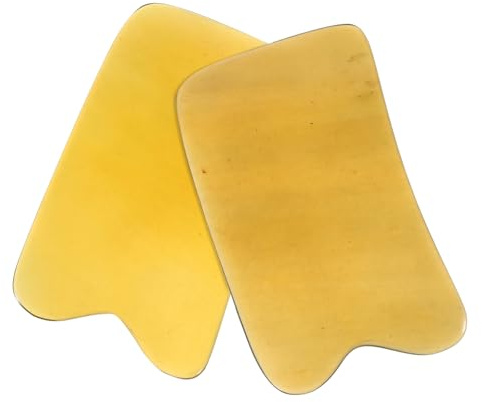ZUNOXAZ 2 Pièces Planche de Massage Carrée Corne de Bœuf Naturelle Outil de Grattage Antistatique pour Visage Cou Dos et Relaxation Spa Couleur Aléatoire