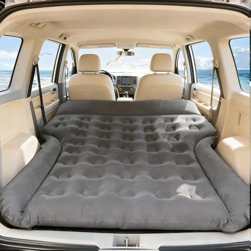 AGEMANY Auto Matratze - Luftmatratze Auto Camping Aufblasbare Matratze für SUV MPV Van Truck Kofferraum,185x140x20cm Verdickende Universelle Autoluftbett Schlafmatte Air Mattress für Road Trip (Grau)