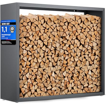 sortiQ Kaminholzregal Metall [DB 703] Kaminholz-Regal für außen & innen - wetterfeste, moderne Brennholz-Stapelhilfe für stabile Holzaufbewahrung Holzlager mit Stellfüßen (170 x 145cm)