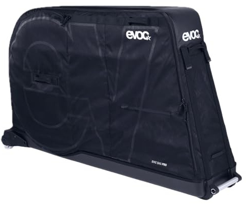 EVOC BIKE BAG PRO Maleta para bicicleta (bolsa plegable para el transporte de bicicletas de carretera, gravel, XC, FR, enduro, DH y ≤29, CLIP-ON WHEEL 3.0, BIKE STAND PRO), negro
