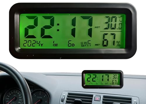 Uhr Für Auto - Digitaler Feuchtigkeitsmesser mit Beleuchtung | Automatische Hintergrundbeleuchtung Fahrzeug Armaturenbrett Uhr,Für Automobil Kraftfahrzeug Limousine Pick-up Motorroller Lüftungsdüse Ge