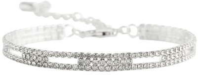 Karma NH11434684 Fußkettchen Strass Silber 15 cm modern filigrane Fusskette Fußschmuck Urlaub Strand Abendmode Accessoires (Silber)