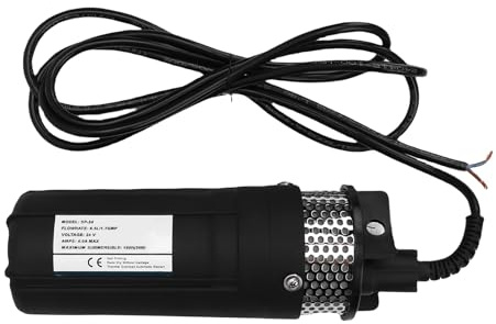 Solarbetriebene Tauchpumpe, 96 Tiefbrunnenpumpe, 230 Fuß Förderhöhe, 1,7 GPM Durchflussrate, geeignet für Häuser, Bauernhöfe, Viehfarmen (DC24V)