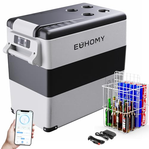 EUHOMY 49.4L Portable Camping Fridge, Car Fridge 12V with APP Control