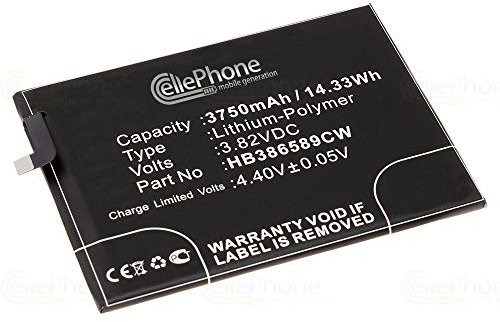 cellePhone Batteria Li-Polymer Compatibile con Huawei Honor V10 - P10 Plus (sostituita HB386589CW)