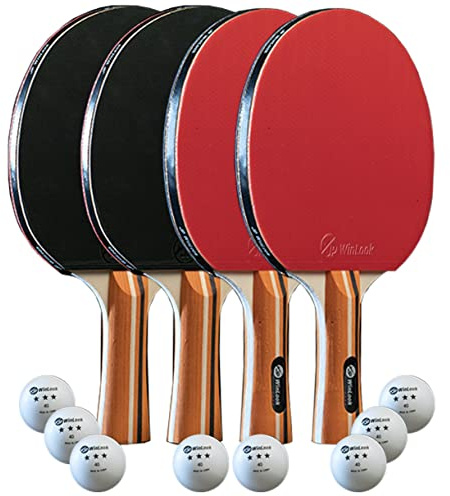 JP WinLook Ping Pong Paddles Sets of 4 - Portable Table Tennis Paddle Set with Ping Pong Paddles Professional Case & Ping Pong Balls. Premium Table Tennis Racket Player Set for Indoor & Outdoor Games