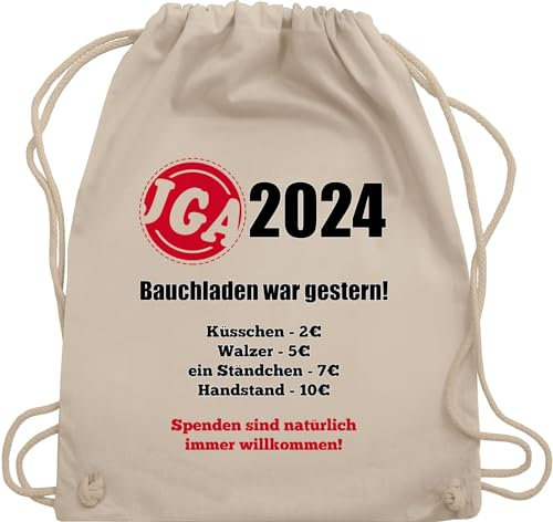 Turnbeutel Rucksack - JGA Junggesellenabschied Männer - Aufgaben der Braut - Bezahlen - Bauchladen war gestern - Unisize - Naturweiß - verkaufsartikel polter rucksäcke jungesellenabschied verkauf