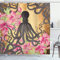 ABAKUHAUS Tintenfisch Duschvorhang, Kraken-Rosen-Blätter, mit 12 Ringe Set Stielvoll Modern, 175x200 cm, Pale Brown Rosa
