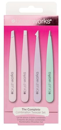 Brushworks HD 4 Piece Combination Tweezer Set - Pastels