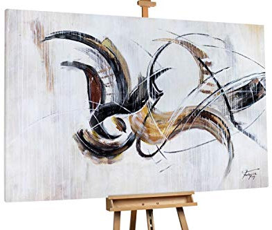 KunstLoft® XXL Gemälde 'Antiker Schwung' 180x120cm | original handgemalte Bilder | Abstrakt Braun Beige | Leinwand-Bild Ölgemälde einteilig groß | Modernes Kunst Ölbild