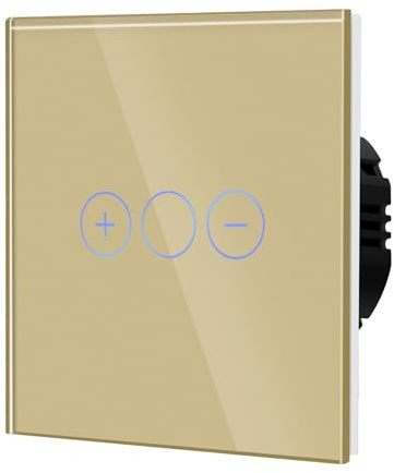 BSEED Dimmer Schalter 700W Berühren Sie den Wandlichtschalter Ausgeglichenes Glas Platten Funktioniert mit Dimmbaren LED-Lichtern 1 Fach 1 Weg Gold