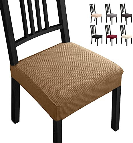 Stuhlhussen 4 Stück Elastische Moderne Beschützer Stuhlhussen Jacquard Stuhlüberzug,bi-Elastic Spannbezug, Fleckschutz Moderne Abdeckung langlebig für Haus- langlebig Universal-(4 Stück Kamel) -B