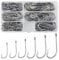 Saltwater Fishing Hooks Stainless Steel O'Shaughnessy Forged Fishing Hook Set Long Shank Hooks Extra Strong for Saltwater Freshwater(120pcs/box)