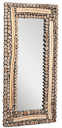 LEBENSwohnART Teak Spiegel BAGIAN ca. 185x90cm Natural Wandspiegel Wurzelholz Massivholz