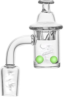 RORA 25mm Quarzknaller mit gerichteter Glasblasen-Vergaserkappe und Terp Pearl 14mm 18mm für Dab Rig Glass Bong (14mm Male)