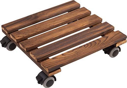 Metafranc 825270 Chariot pour Plantes 300 x 300 mm – Charge maximale 60 kg – Plaque de pin – Look Vintage – Roues TPE avec 4 blocages/Rouleau d'intérieur/Support de Transport pour Plantes